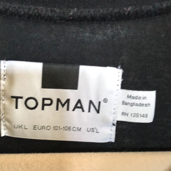 Mens TOPMAN T-shirt. Size L. Cuffed sleeves - Picture 3 of 6